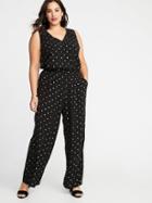 Old Navy Womens Waist-defined Plus-size Sleeveless Jumpsuit Black/white Dots Size 3x