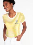 Old Navy Womens Slim-fit Graphic Ringer Tee For Women Free Thinker Size L