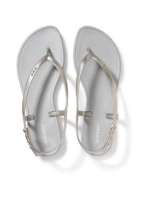 Old Navy Ankle Strap Sandals For Women - Silver Metallic