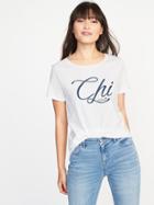 Old Navy Womens Chi Chicago Tee For Women Calla Lilies Size L
