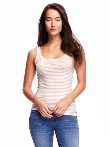 Old Navy Fitted Scoop Neck Tank For Women - Gold Stripe Top