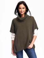 Old Navy Cowl Neck Poncho For Women - Olive
