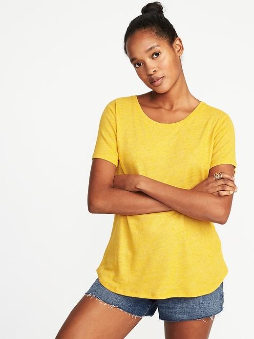 Old Navy Womens Everywear Linen-blend Tee For Women Squash Size L