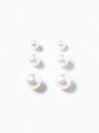 Old Navy Womens Pearlized-stud Earring 3-pair Set For Women Pearl Size One Size