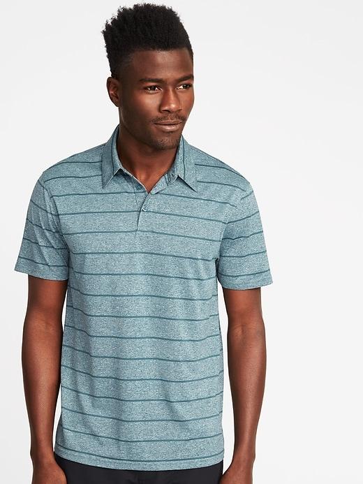 Old Navy Mens Go-dry Striped Performance Polo For Men Teal Stripe Size Xxxl