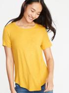 Old Navy Womens Luxe Curved-hem Tee For Women Squash Size S