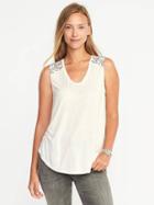 Old Navy Relaxed Embroidered Top For Women - Creme De La Creme