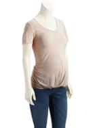 Old Navy Pleated Hem Top Size L - Heather Oatmeal