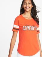 Old Navy Womens College-team Graphic Sleeve-stripe Tee For Women Oklahoma State Size Xs