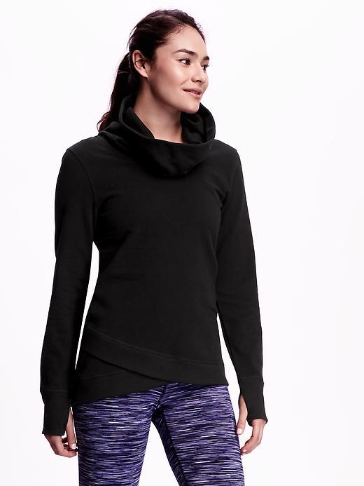 Old Navy Go Dry Long Sleeve Funnel Neck Tunic For Women - Black