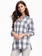 Old Navy Classic Flannel Shirt For Women - Blue Plaid