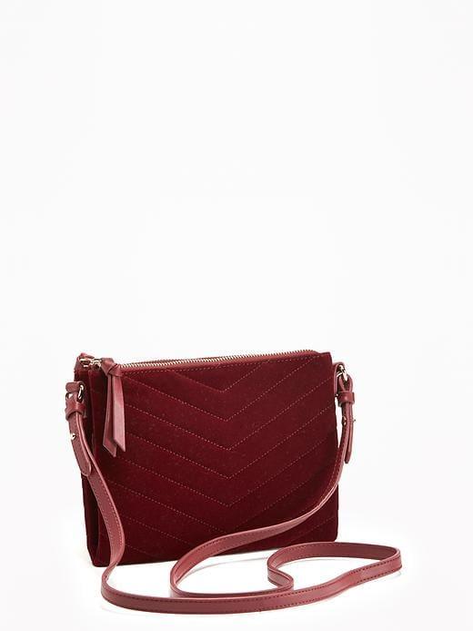 Old Navy Double Zip Crossbody Bag For Women - Wine Purple