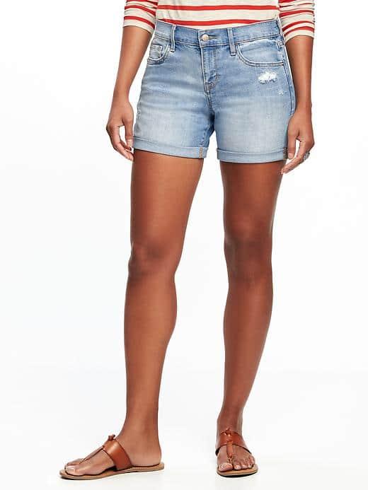 Old Navy Slim Denim Midi Shorts For Women 5 - Broadleaf