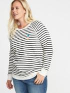Old Navy Womens Relaxed Plus-size Graphic French-terry Sweatshirt O.n. New Black Stripe Size 1x