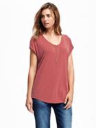 Old Navy Cocoon Sandwashed Tee For Women - Red Spice