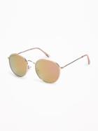 Old Navy Womens Retro Round Wire-frame Sunglasses For Women Rose Gold Size One Size
