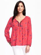Old Navy Lightweight Swing Blouse For Women - Red Print