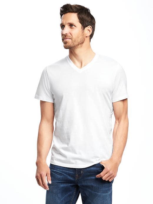 Old Navy Soft Washed V Neck Tee For Men - Bright White