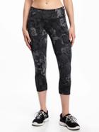 Old Navy Go Dry Mid Rise Printed Compression Crop For Women - Black Floral