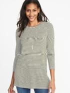 Old Navy Womens Luxe Long & Lean Striped Tunic For Women Olive Stripe Size S