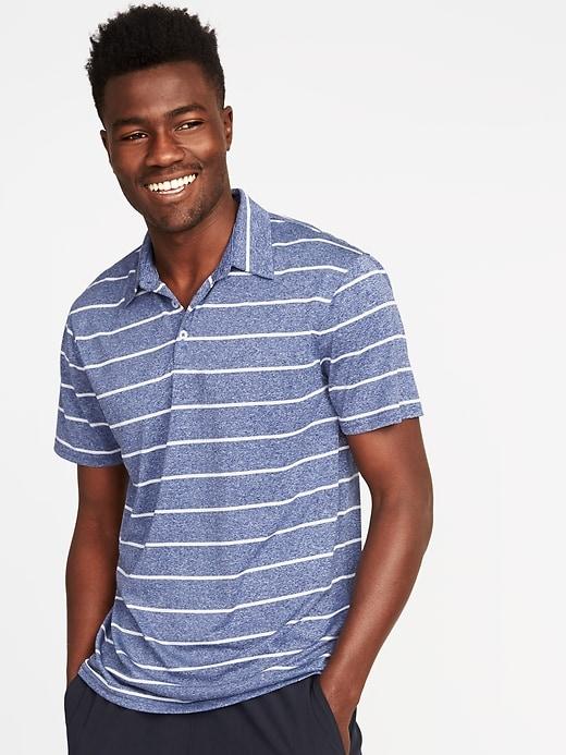 Old Navy Mens Go-dry Striped Performance Polo For Men Blue Stripe Size Xxxl