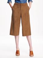 Old Navy Mid Rise Drapey Suede Blend Culotte Pant For Women - Camel