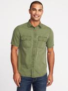 Old Navy Mens Regular-fit Garment-dyed Utility Shirt For Men Matcha Green Size Xs