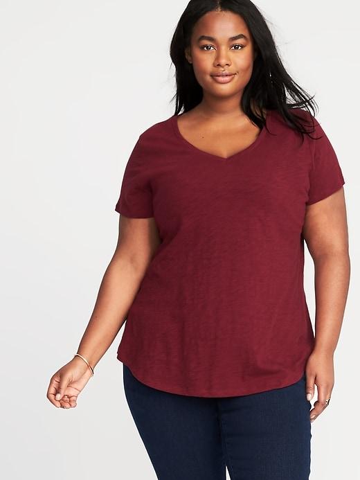 Old Navy Womens Everywear Plus-size Slub-knit Tee Golly Gee Garnet Size 4x