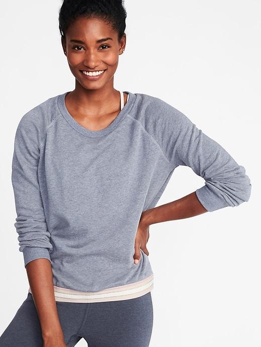 Old Navy Womens Relaxed Exposed-elastic French-terry Sweatshirt For Women Light Gray Size M