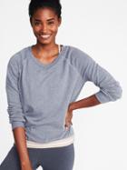 Old Navy Womens Relaxed Exposed-elastic French-terry Sweatshirt For Women Light Gray Size M