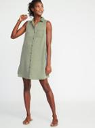 Old Navy Womens Sleeveless Swing Shirt Dress For Women Olive Through This Size Xs