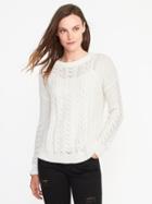 Old Navy Relaxed Cable Knit Sweater For Women - Creme De La Creme