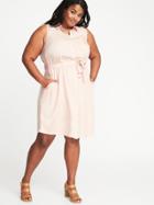Old Navy Womens Sleeveless Plus-size Tie-belt Shirt Dress Pinky Promise Size 2x