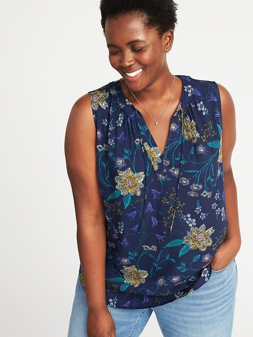 Old Navy Womens Relaxed Plus-size Sleeveless Boho Top Navy Floral Size 4x