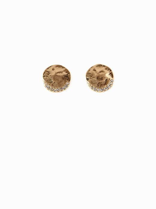 Old Navy Pav Hammered Disc Studs For Women - Gold