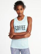 Old Navy Womens Performance Muscle Tank For Women But First Coffee Size L