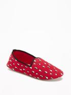 Old Navy Patterned Smoking Slippers For Women - Red Penguins