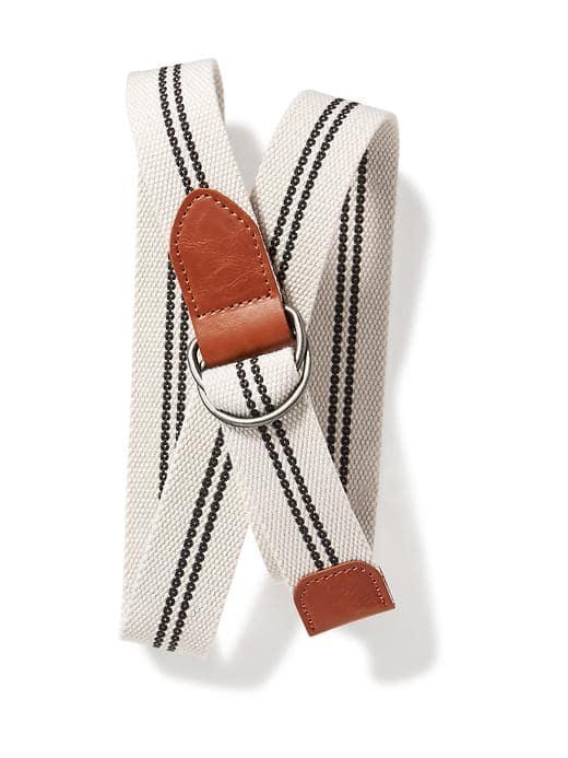 Old Navy Webbed Canvas D Ring Belt For Men - Blue Stripe
