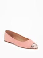 Old Navy Sueded Pointy Ballet Flats For Women - Coral Blush