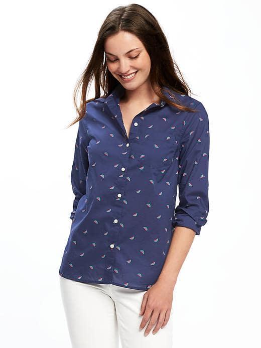 Old Navy Classic Pocket Shirt For Women - Watermelons