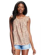 Old Navy Pintuck Flutter Sleeve Top For Women - Coral Paisley