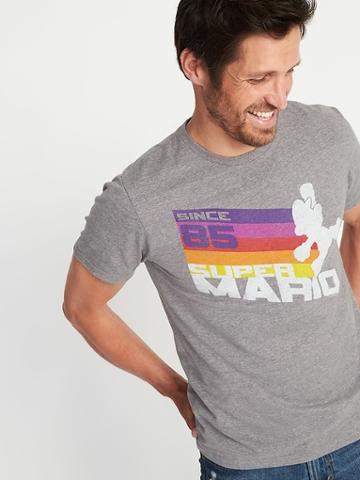 Old Navy Mens Super Mario Since ';85 Retro-graphic Tee For Men Heather Gray Size Xxl