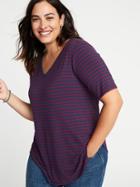 Old Navy Womens Luxe Striped Plus-size V-neck Tunic Tee Navy Stripe Size 1x