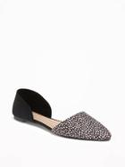 Old Navy Sueded Dorsay Flats For Women - Black Animal