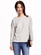 Old Navy Relaxed Lace Trim Sweatshirt - Heather Grey