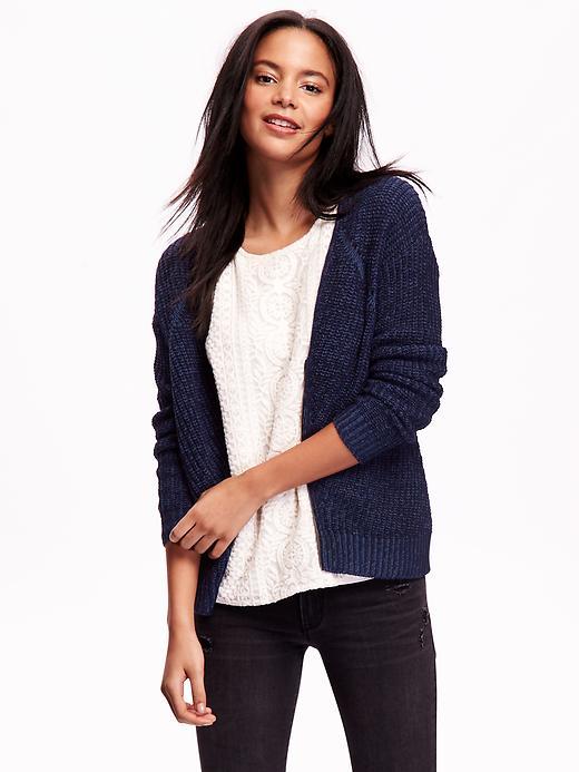 Old Navy Textured Knit Zip Cardigan - Indigo