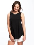 Old Navy High Neck Lace Trim Swing Tank For Women - Black