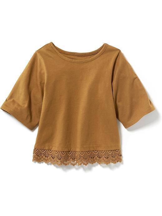 Old Navy Lace Trim Jersey Tee - Yellow Ochre