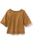 Old Navy Lace Trim Jersey Tee - Yellow Ochre