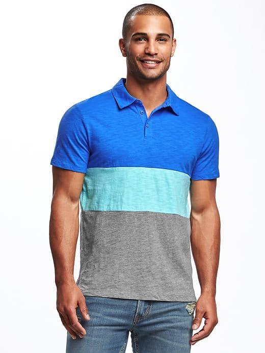 Old Navy Color Blocked Polo For Men - Lobelia Blue Stars